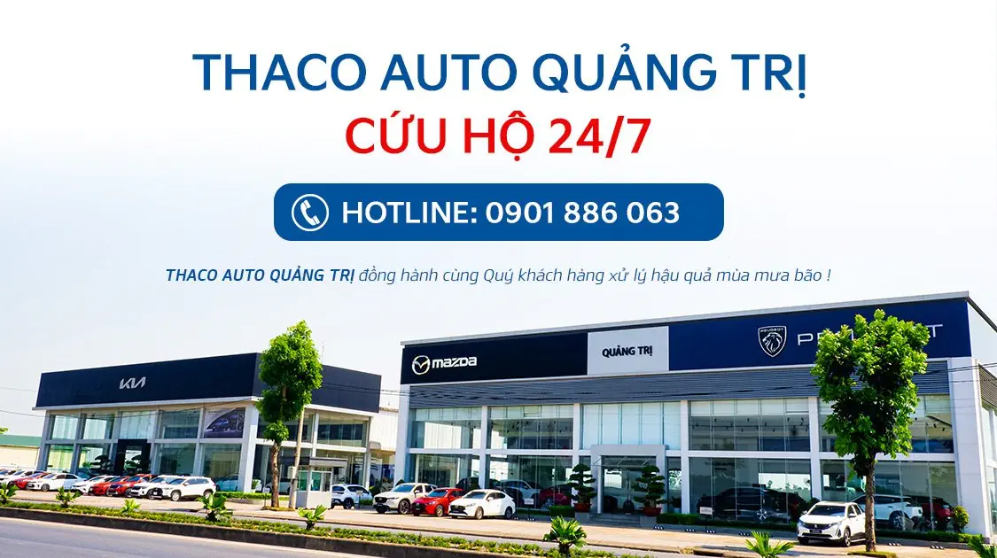 THACO AUTO Quảng Trị hỗ trợ khách hàng xử lí sự cố, cứu hộ xe trong mùa mưa bão