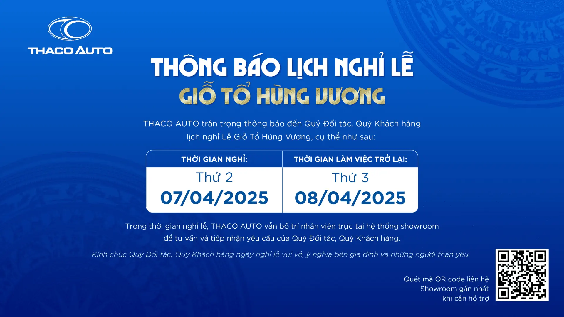 THÔNG BÁO LỊCH NGHỈ LỄ GIỖ TỔ HÙNG VƯƠNG