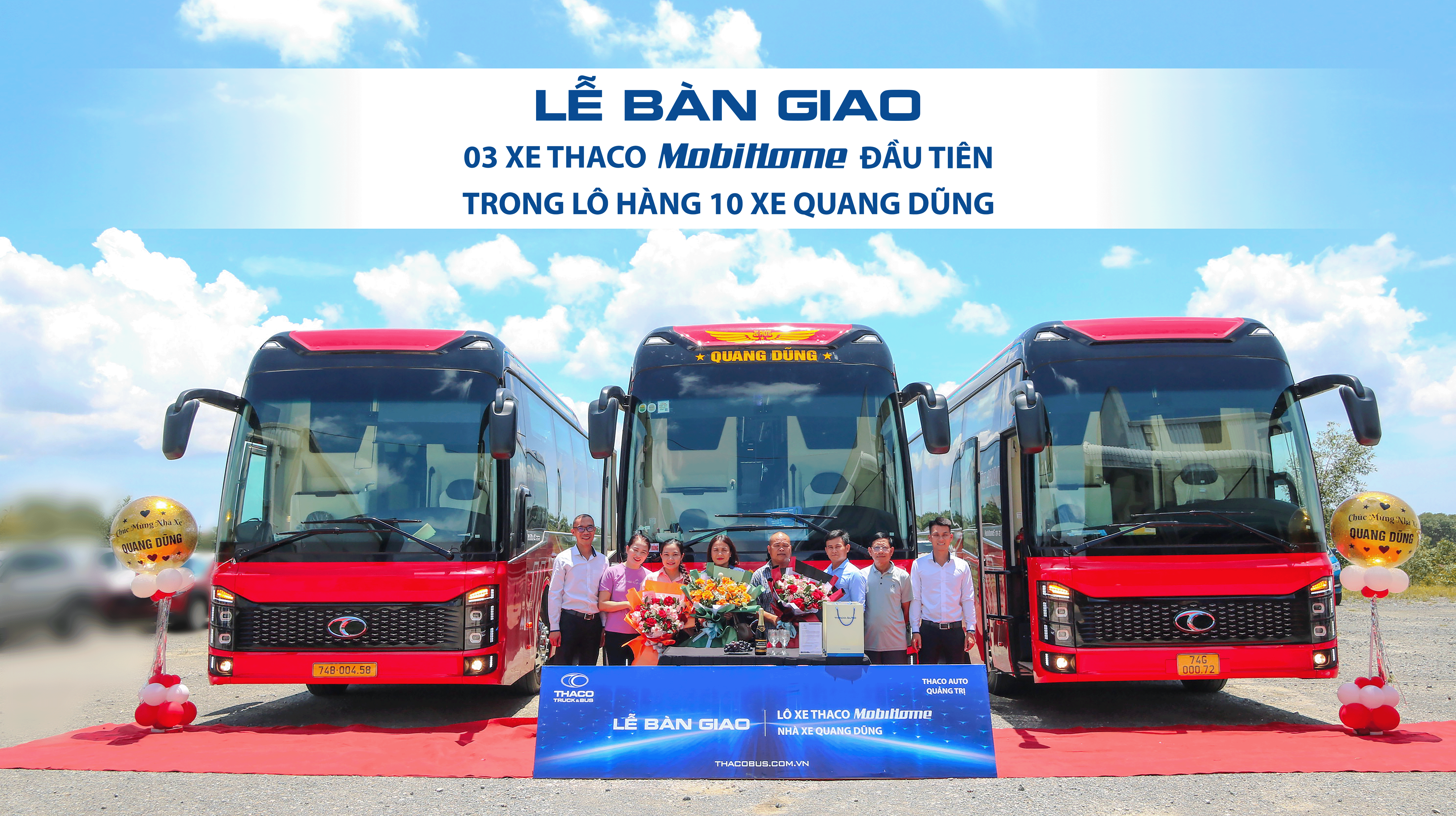 Lễ bàn giao 03 xe THACO Mobihome đầu tiên trong lô 10 xe Bus Quang Dũng